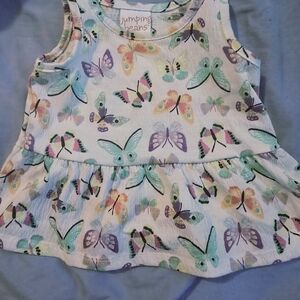 Jumping Beans Kids Tank Top - White with Multicolor Butterflies